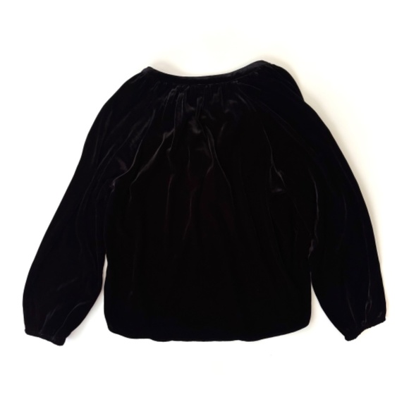 Faherty NWT Silk Blend Naomi Velvet Split V-Neck Button Up Shirt Black Medium - Picture 4 of 5